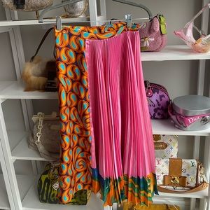 Marni Pink & Orange Pleated Printed Maxi Skirt 🍊